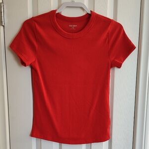 Old Navy Red Ribbed Short Sleeve T-Shirt Size Medium